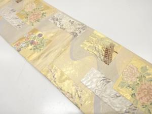 アンティーク　琳派色紙花文織り出し袋帯（材料）